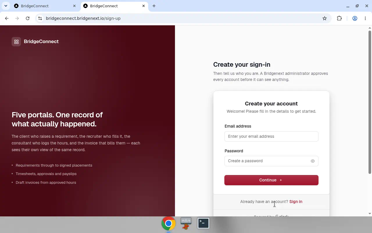 Create your sign-in / Sign up form